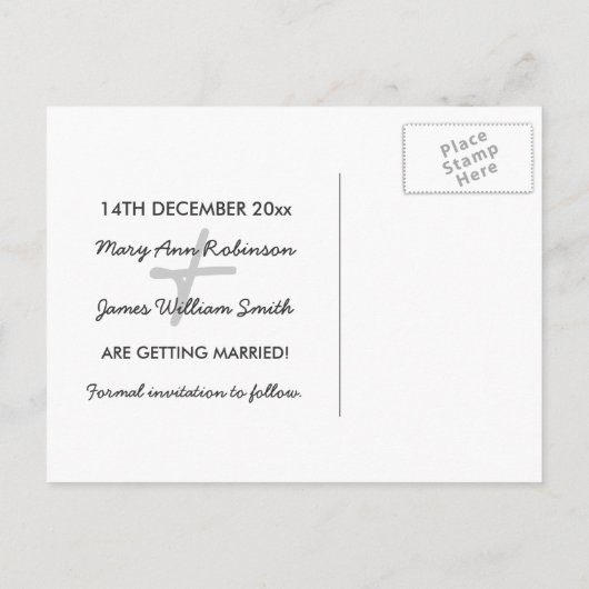 Winter Save The Date Snowflake Decoration Paarse Aankondigingskaart (Achterkant)