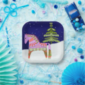 Winter Scandinavian Horse 7-inch papieren Bord (Feest)