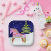 Winter Scandinavian Horse 7-inch papieren Bord (Feest)