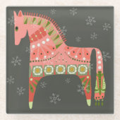 Winter Scandinavisch Paardenglas Onderzetter (Voorkant)