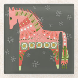 Winter Scandinavisch Paardenglas Onderzetter Glazen Onderzetter