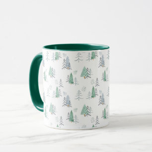 Winter Scandinavische Boom Handgeschilderd Patroon Mok