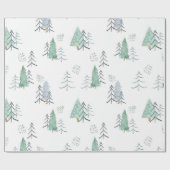 Winter Scandinavische boom met handschilderd patro Cadeaupapier (Vlak)