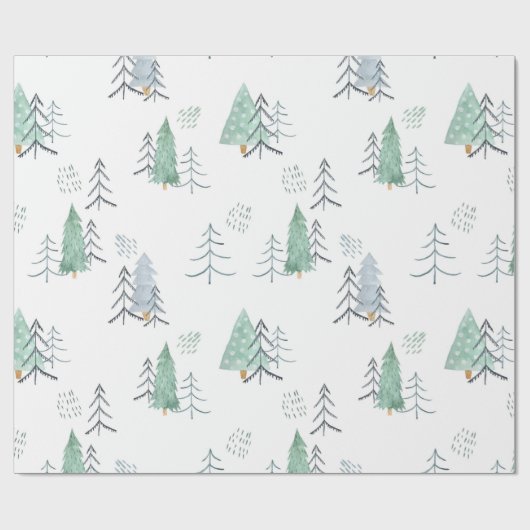 Winter Scandinavische boom met handschilderd patro Cadeaupapier (Vlak)