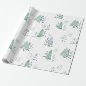 Winter Scandinavische boom met handschilderd patro Cadeaupapier (Uitgerold)