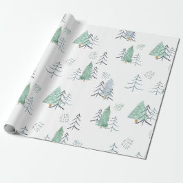 Winter Scandinavische boom met handschilderd patro Cadeaupapier
