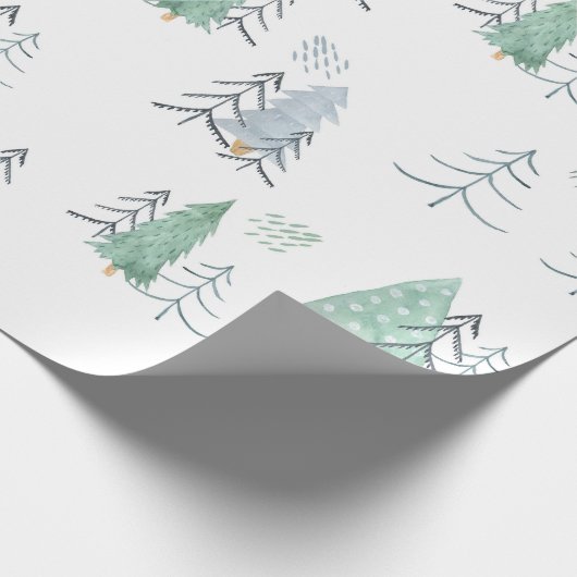 Winter Scandinavische boom met handschilderd patro Cadeaupapier (Hoek)
