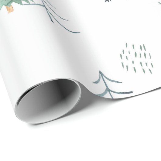 Winter Scandinavische boom met handschilderd patro Cadeaupapier (Rol Hoek)