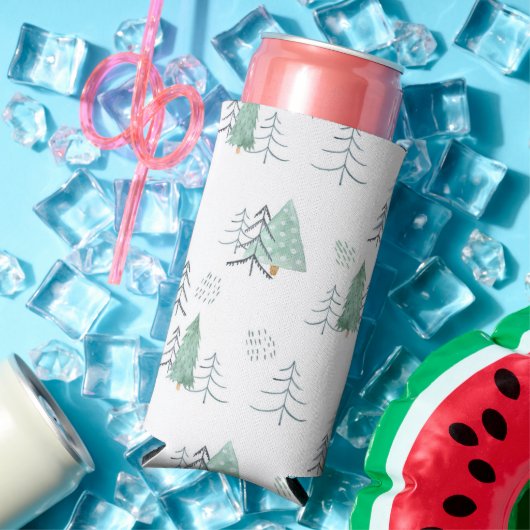 Winter Scandinavische boom met handschilderd patro Seltzer Blikjeskoeler (Insitu Zomer)