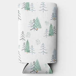 Winter Scandinavische boom met handschilderd patro Seltzer Blikjeskoeler