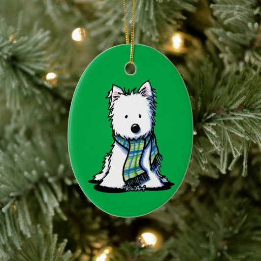Winter Scarf Westie Ceramic Ornament (Boom)