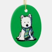 Winter Scarf Westie Ceramic Ornament (Achterkant)