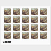 Winter Scene, 16e eeuw Vierkante Sticker (Vel)