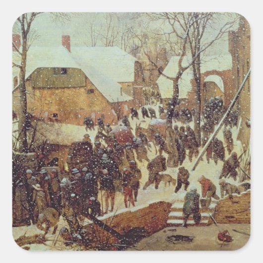 Winter Scene, 16e eeuw Vierkante Sticker (Voorkant)