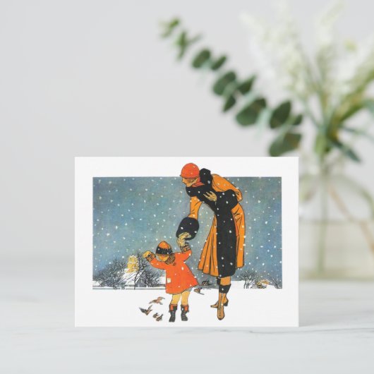 Winter Scene (1920) - Vogels voor vrouwen en kinde Briefkaart (Staand voorkant)