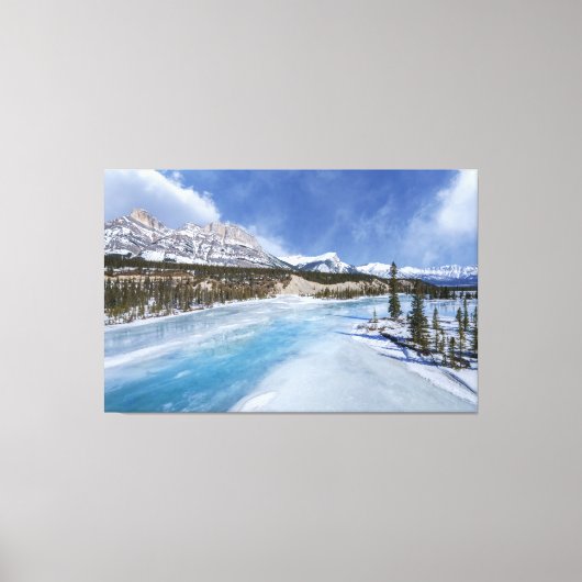 Winter Scene aan de kruising van de rivier de Sask Canvas Afdruk (Voorkant)