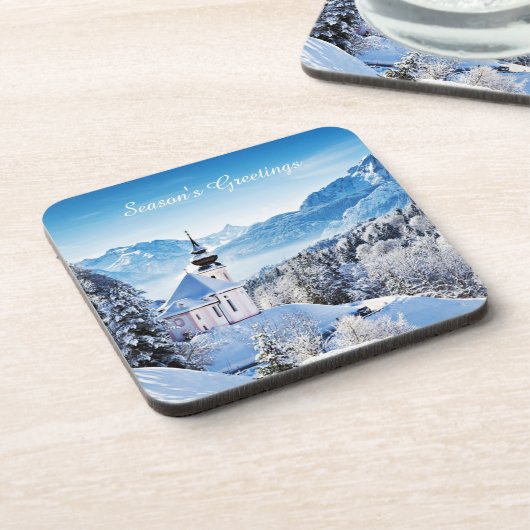 Winter scène aangepast bier onderzetter (Linkerzijde)