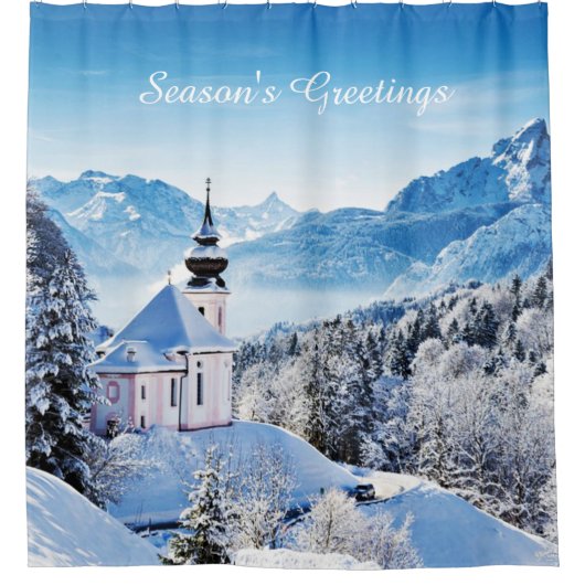 Winter Scène aangepast Douchegordijn (Voorkant)