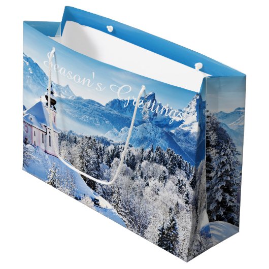 Winter Scène aangepast Groot Cadeauzakje (Voorkant Gekanteld)