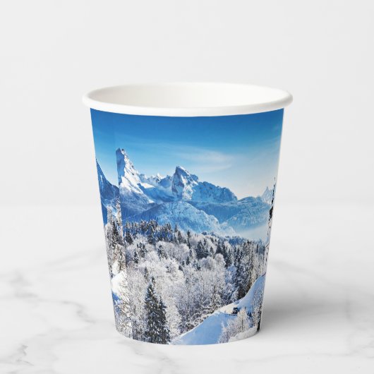 Winter Scène aangepast Papieren Bekers (Achterkant)