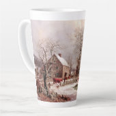Winter Scene Americana Snow Farm Animals Latte Mok (Linkerhoek)