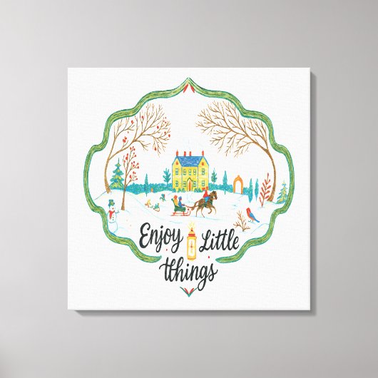 Winter Scene Art Cozy Snow Landscape Canvas Print (Voorkant)