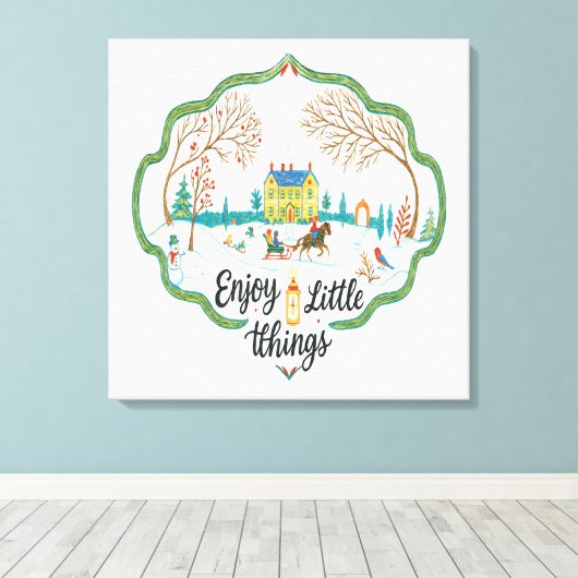 Winter Scene Art  Cozy Snow Landscape Canvas Print (Insitu (Houten vloer))