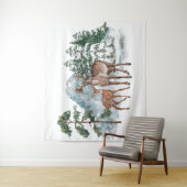 Winter Scene back drop Beste en Pine tree snow vie Wandkleed (In situ)