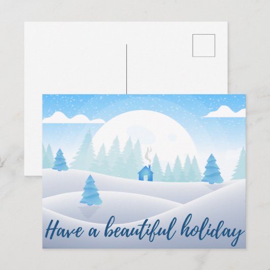 Winter Scene Beauful Holiday Briefkaart (Voorkant / Achterkant)