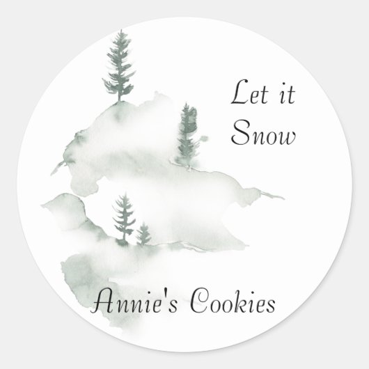 Winter Scene Business Ronde Sticker (Voorkant)