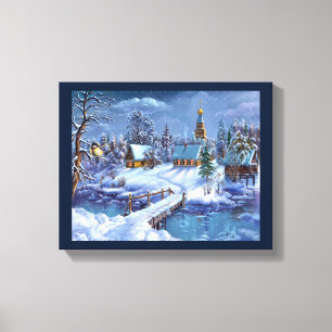 Winter Scene Canvas Wall Art Afdruk