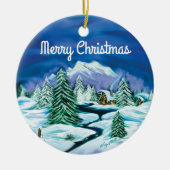 Winter Scene Ceramic Ornament (Voorkant)