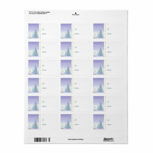 Winter Scene Christmas Goat Gift Label (Full Sheet)