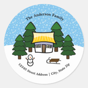 Winter Scene - Cirkel Return Address Label