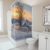 Winter scene custom Christmas Holiday Douchegordijn (In situ)
