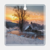 Winter scene custom Christmas Holiday Metalen Ornament (Achterkant)