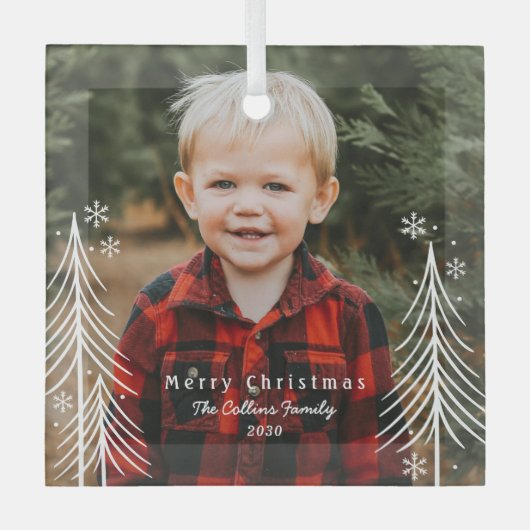 Winter Scene Custom Foto Kerst Ornament (Voorkant)