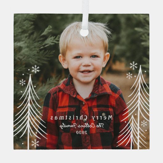 Winter Scene Custom Foto Kerst Ornament (Achterkant)