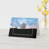 Winter Scene Dusk w/Bluish Skies, Treins & Horses Kaart (Gele Bloem)