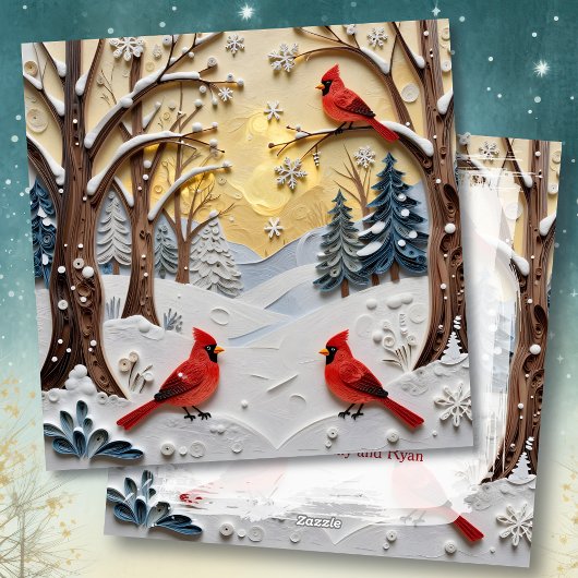 Winter Scene | Enchanted Forest & Cardinals Feestdagenkaart