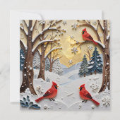 Winter Scene | Enchanted Forest & Cardinals Feestdagenkaart (Voorkant)