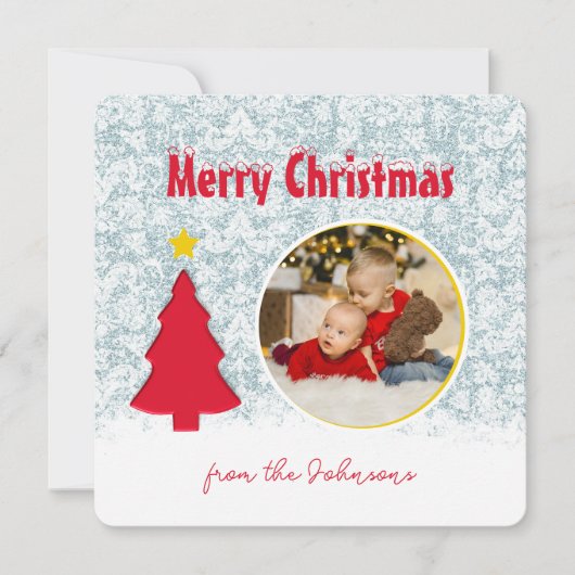 Winter Scene Familie Foto Kerstgroet Feestdagenkaart (Voorkant)
