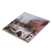 Winter Scene. Fine Art kerstcadeau Tegeltje (Zijkant)