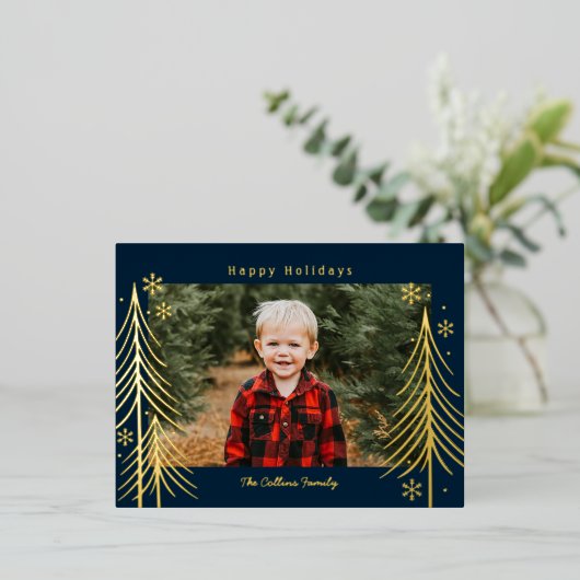 Winter Scene Folie Holiday Briefkaart Family Reuni (Staand Voorkant)