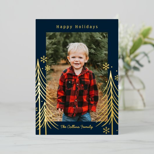 Winter Scene Folie Kerstkaart Christmas Card Folie Feestdagenkaart (Staand Voorkant)