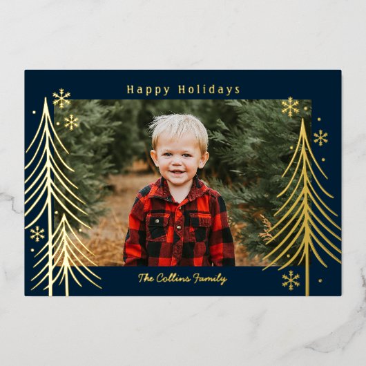 Winter Scene Folie Kerstkaart Folie Feestdagenkaart (Voorkant)