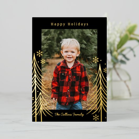 Winter Scene Folie Kerstkaart Kerstmis Kaart (Staand Voorkant)