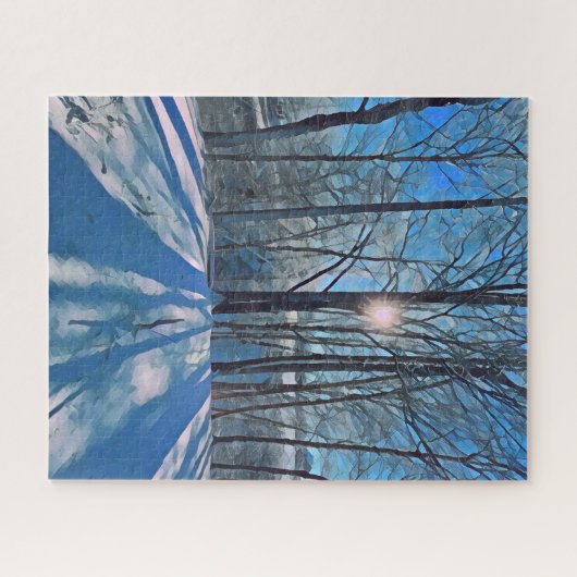 Winter Scene Forest met sneeuwlandschap Legpuzzel (Horizontaal)
