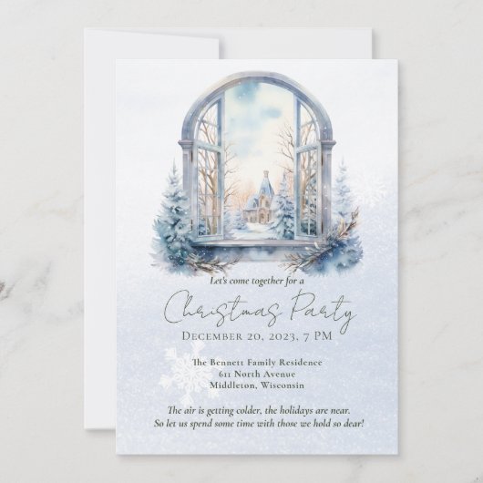 Winter Scene Forest Pine Tree Waterverf Kerst Kaart (Voorkant)