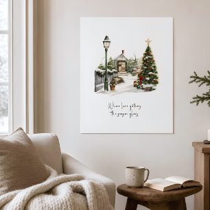 Winter Scene Greenery Pine kerstbomen Poster